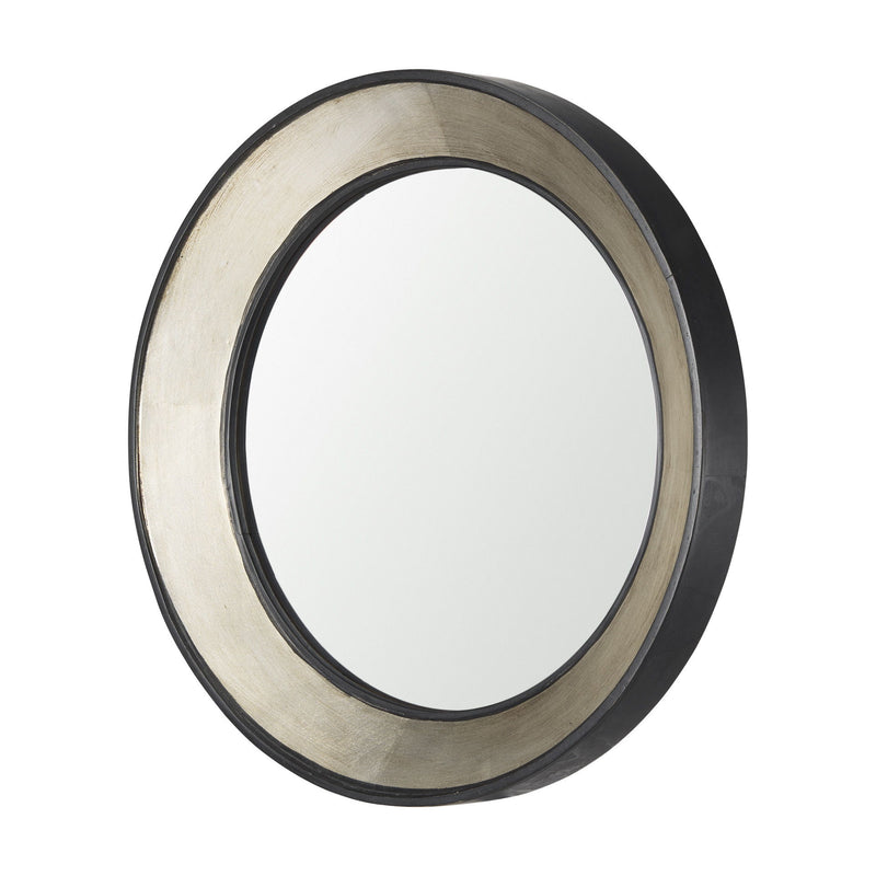 22" Round Framed Accent Mirror - Champagne / Dark Brown