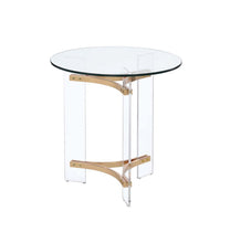 Load image into Gallery viewer, 24" Glass And Metal Round End Table - Gold And Clear
