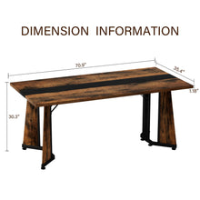 Load image into Gallery viewer, Rustic Rectangular Large Dining Table, Waterproof Desk For 8 People, &amp; Steel With Adjustable Legs - Black / Rustic Brown
