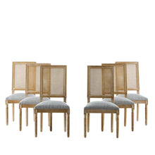 Load image into Gallery viewer, French Country Dining Chair With Rectangular Cane Backrest And Smooth Upholstered Seating
