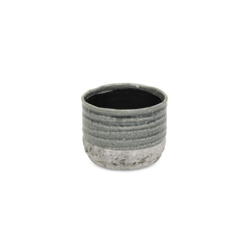 Two Toned Round Pot Planter (487422) - Gray
