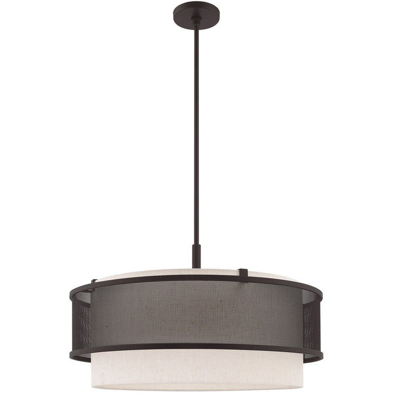22" Four Light Dimmable Chandelier With Shades - Bronze