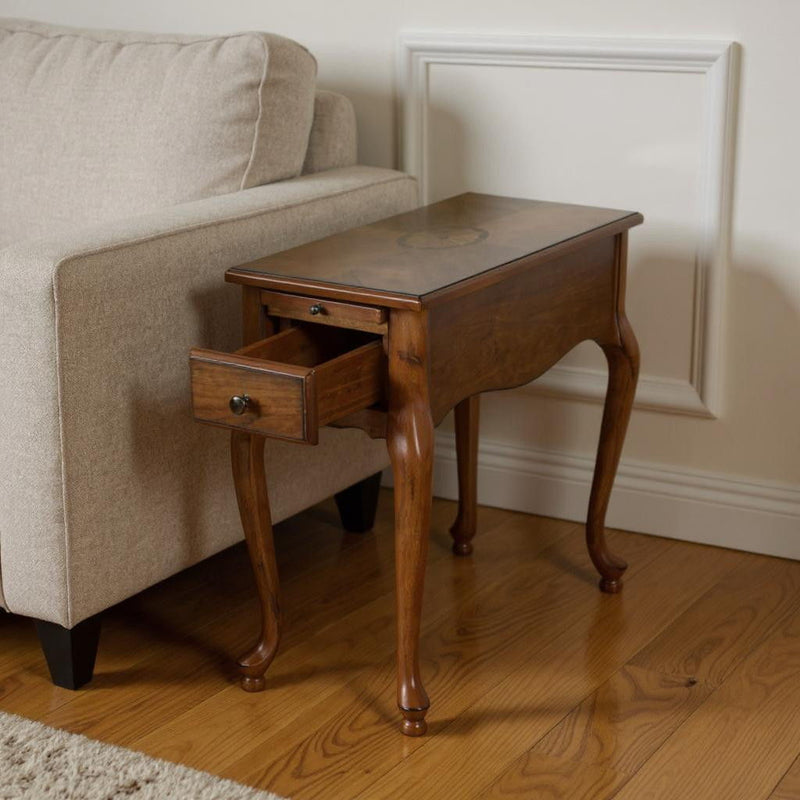 Solid And Manufactured Wood Rectangular End Table With Drawer - Brown