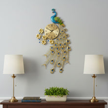 Load image into Gallery viewer, Silent Analog Peacock Novelty Wall Clock (626374) - Blue / Green / Gold
