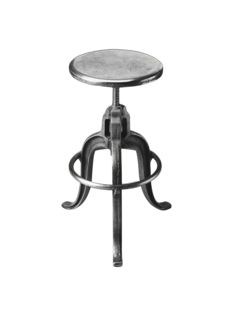 Transitional Iron Backless Swivel Bar Chair - Silver