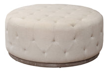 Load image into Gallery viewer, Velvet Tufted Round Ottoman - Ivory / Brown
