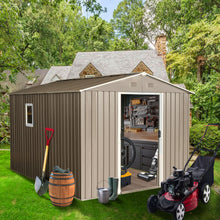 Load image into Gallery viewer, 8Ft x 10Ft Outdoor Metal Storage Shed With Metal Floor Base, With Window - Gray
