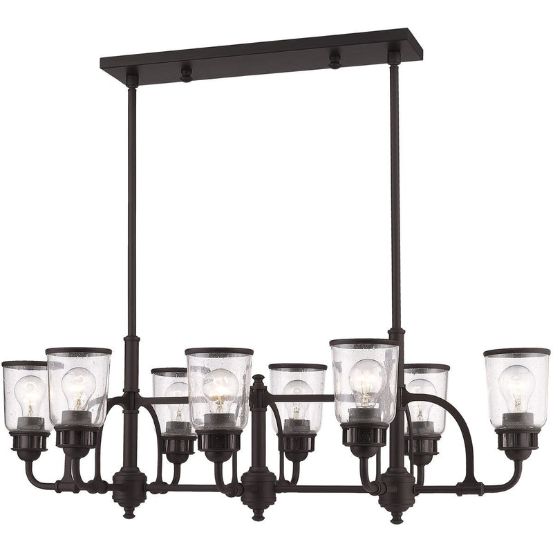 21" Eight Light Dimmable Chandelier With Shades - Bronze