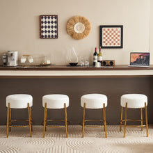 Load image into Gallery viewer, Round Bar Stools (Set of 2), Contemporary Upholstered Dining Stools For Kitchens, Coffee Shops And Bar Stores - Gold Legs
