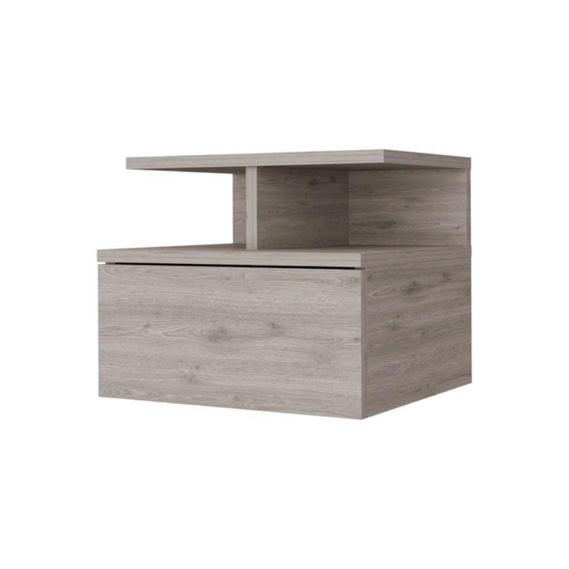 Wood One Drawer Floating Nightstand - Light Gray