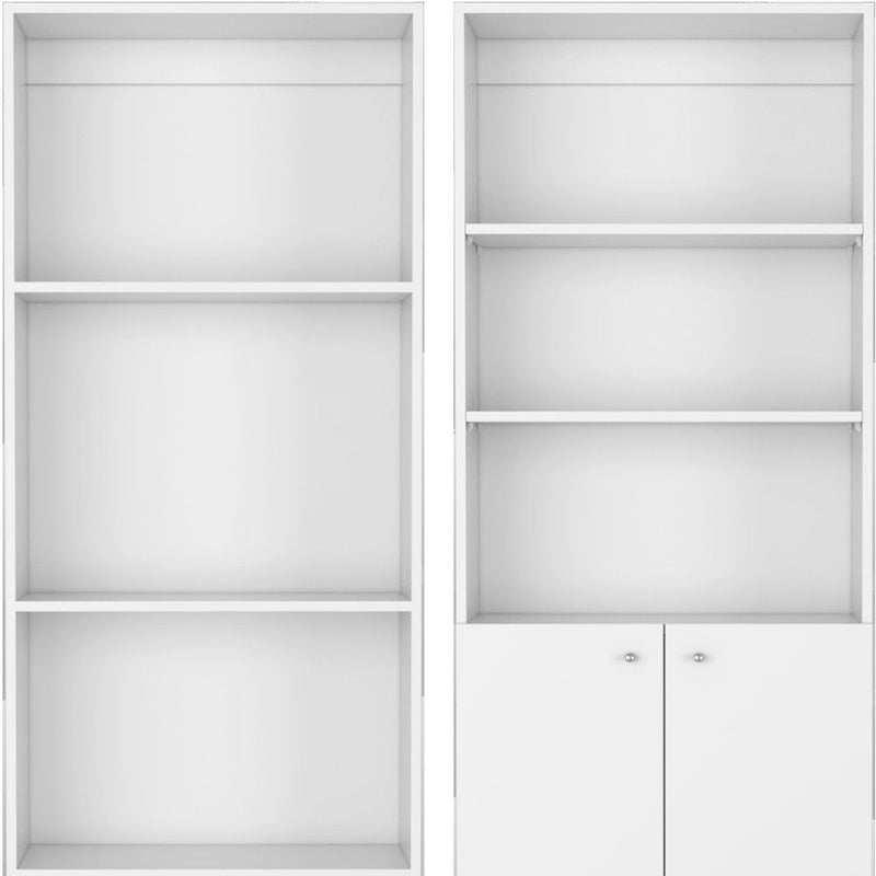 Seven Tier Modular Bookcase With Two Doors (Set of 2) - White