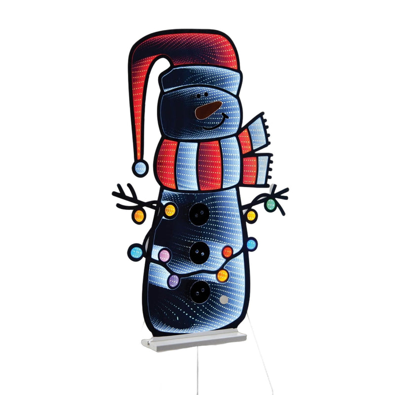 Christmas Snowman Tabletop Sign With LED - White / Red