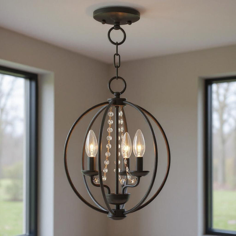 16'' Three Light Dimmable Chandelier With Shades - Bronze