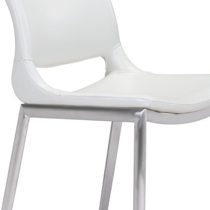 25" Steel Low Back Counter Height Bar Chairs (Set of 2) - White And Silver