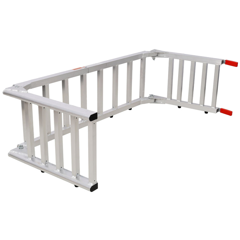 Ramp For Motorcycle / Lawn Mower / ATV, 2 In 1 Ramp And Tailgate Extender - Silver
