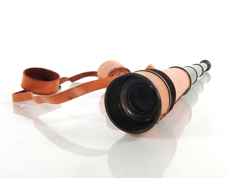 Leather Handheld Telescope - Rust / Brass