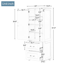 Load image into Gallery viewer, Tall Freestanding Bathroom Storage Cabinet With 2 Drawers And Adjustable Shelf
