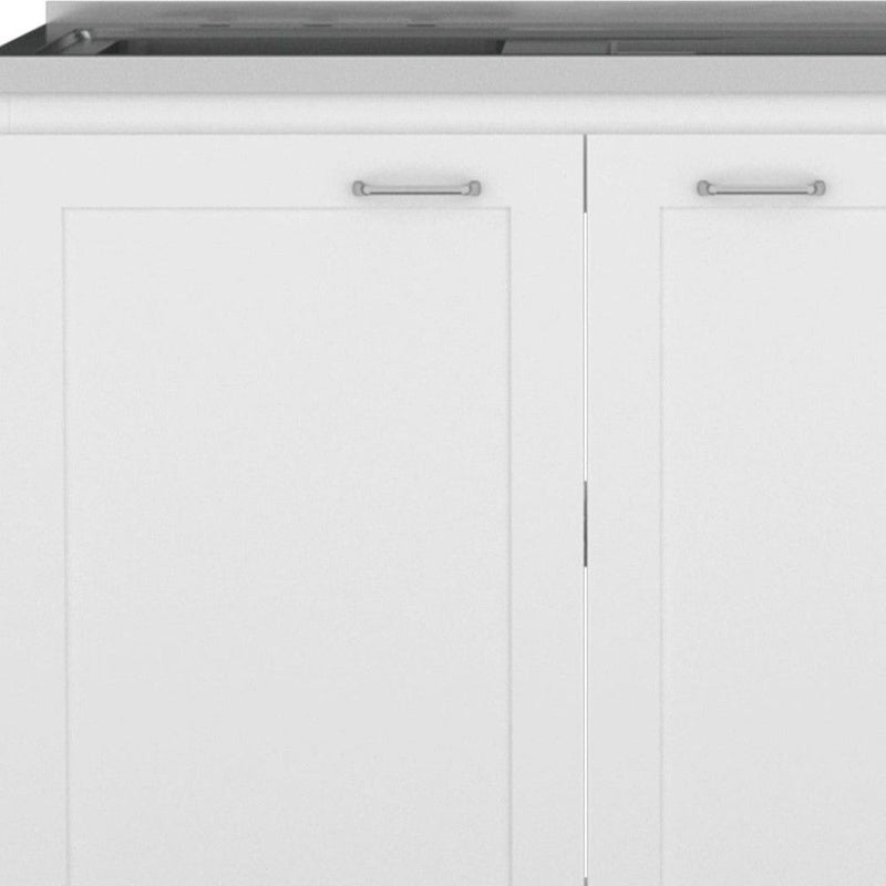 42" Wood Accent Cabinet Set With Four Doors - Black And White