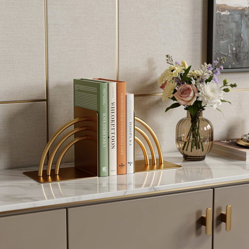 Geo Arch Decorative Bookends (Set of 2) - Gold