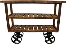 Load image into Gallery viewer, Solid Wood Distressed Wheel Console Table With Storage - Brown And Black

