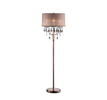 Load image into Gallery viewer, Steel Three Light Candelabra Floor Lamp With Silvery Pink Drum Shade - Silver
