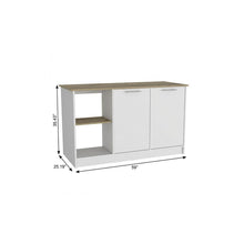Load image into Gallery viewer, 59" Kitchen Island With Storage - Brown / White
