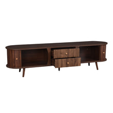Load image into Gallery viewer, 70" TV Stand With Tambour Doors And Fluted Drawers - Dark Brown

