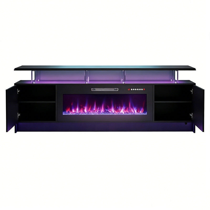 Wood Fireplace Entertainment Center With Fireplace (723795) - Black