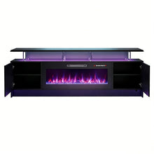 Load image into Gallery viewer, Wood Fireplace Entertainment Center With Fireplace (723795) - Black
