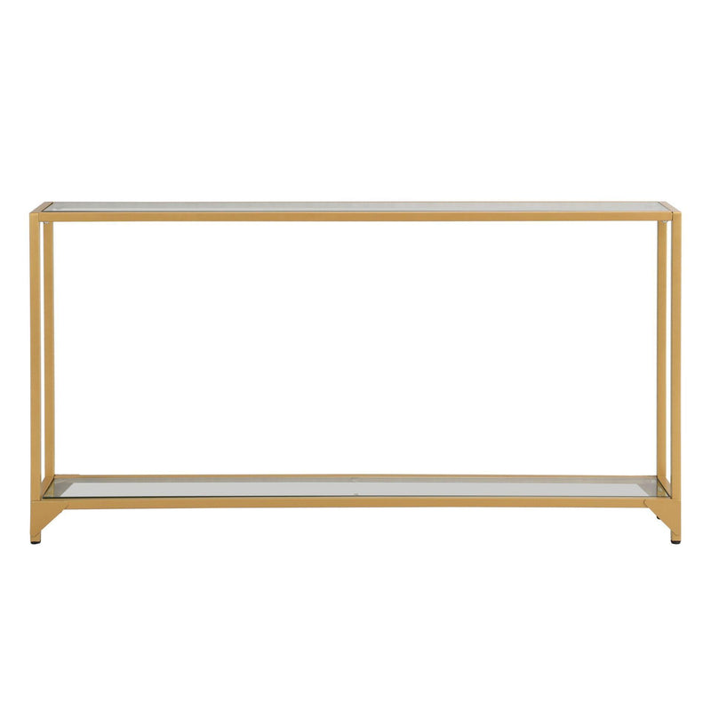 Clear And Glass And Iron Console Table With Shelf - Gold