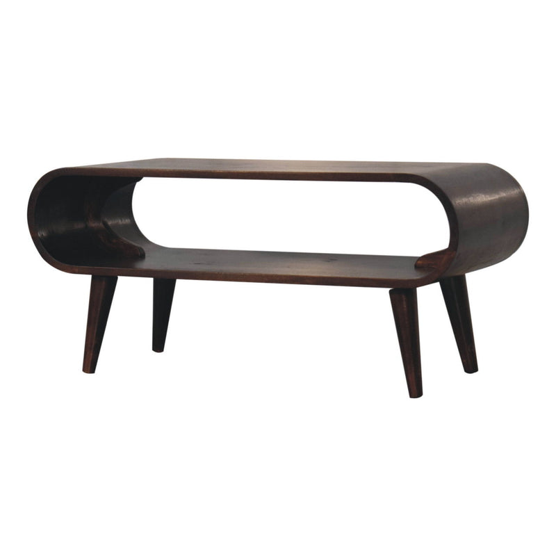 35" Solid Wood Coffee Table With Shelf - Walnut