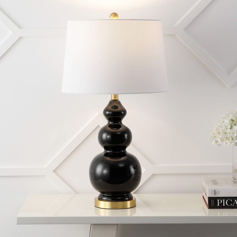 28" Novelty Table Lamp LED With Drum Shade - Black