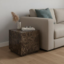 Load image into Gallery viewer, Marble Square Block End Table - Brown
