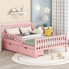 Load image into Gallery viewer, Platform Bed With Guardrails On Both Sides And 2 Storage Drawers
