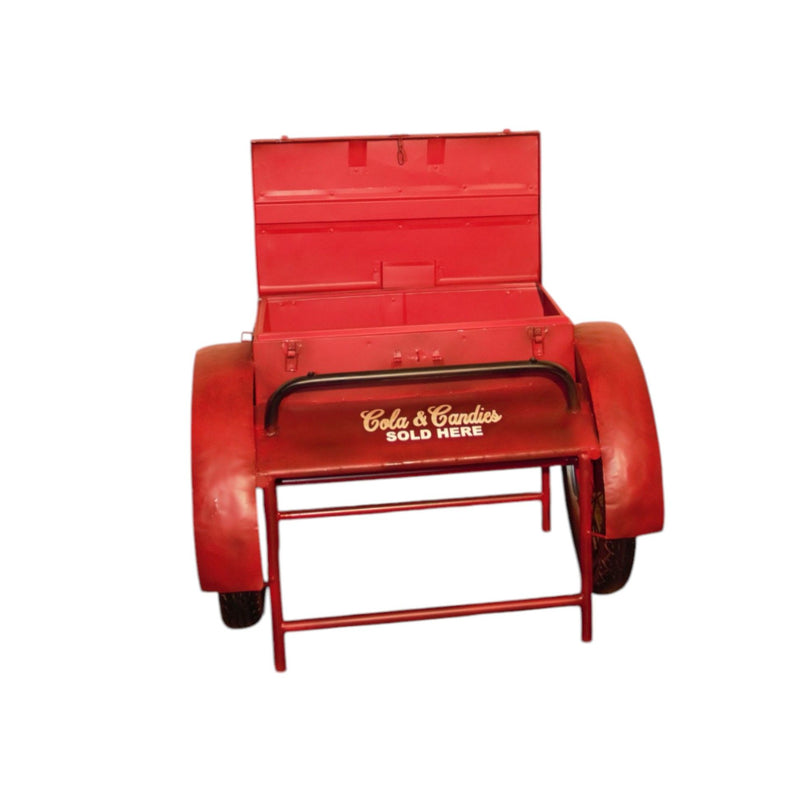 Retro Metal Delivery Box Accent Side Table - Red