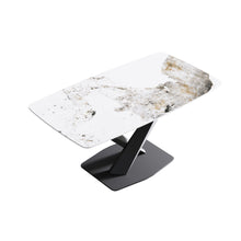 Load image into Gallery viewer, Modern Artificial Stone Pandora White Curved Metal Leg Dining Table, 6 People - Antique White
