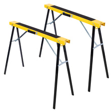 Load image into Gallery viewer, Folding Portable Saw Horses 2 Pack With Fast Open Legs, Heavy Duty For Garage And Workshop - Yellow / Black

