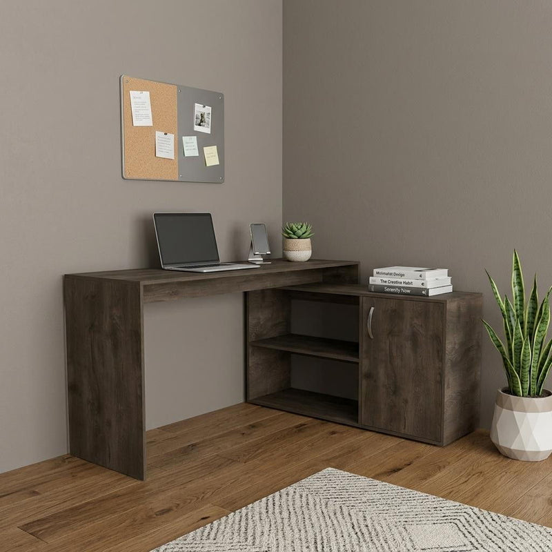L Shape Writing Desk - Dark Brown