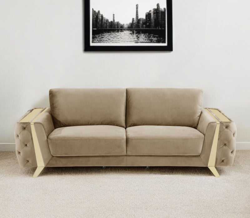 Sofa With Silver Legs - Beige