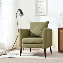 Load image into Gallery viewer, Barrel Chair, Modern Accent Chair, Fabric Armchair Club Chair, Upholstered Arm Chair With Solid Wood Legs, Waist Pillow, Padded Single Chair For Living Room / Bedroom / Study / Waiting Room - Olive Green
