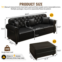 Load image into Gallery viewer, Upholstered Sofa With Nailhead Trim, Rolled Armrests With Ottoman
