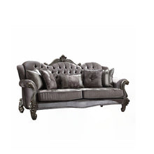 Load image into Gallery viewer, Velvet Curved Floral Sofa And Toss Pillows - Platinum
