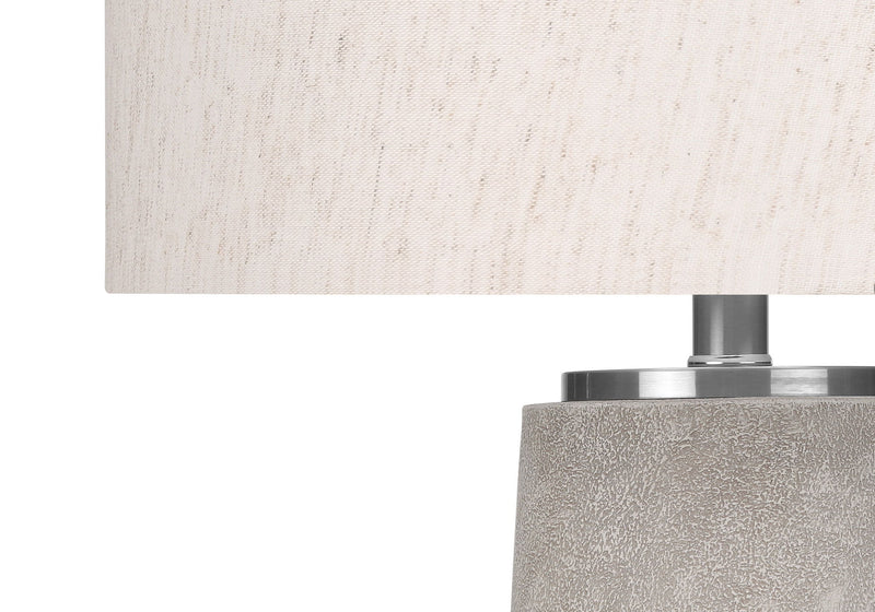 Cylinder Table Lamp With Ivory Drum Shade - Gray And Silver