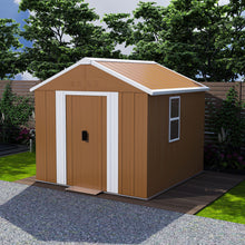 Load image into Gallery viewer, Heavy Duty Metal Storage Shed With Windows, Lockable Door &amp; Ventilation, Weatherproof Outdoor Garden Shed For Backyard, Brown Iron 6X4 Ft
