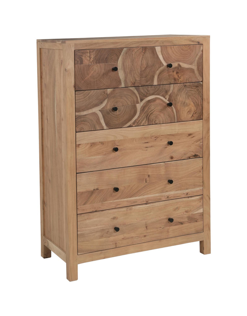 Live Edge Five Drawer Dresser - Brown