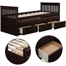 Load image into Gallery viewer, TOPMAX Captain&#39;s Bed Twin Daybed with Trundle Bed and Storage Drawers, Espresso
