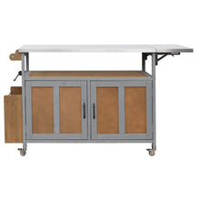Load image into Gallery viewer, Foldable Outdoor Kitchen Island With Lockable Wheels, Storage Cabinet And Towel Rack For Patio
