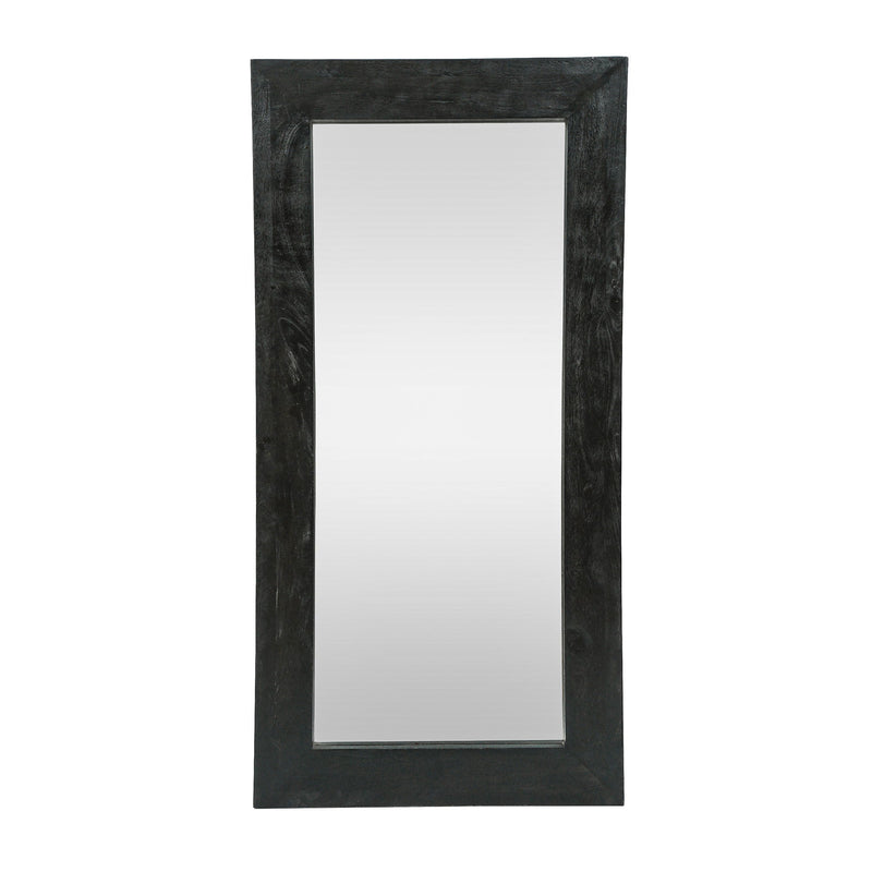 Wood Leaning Framed Standing Mirror - Black
