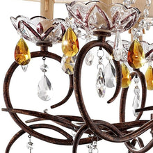 Load image into Gallery viewer, Hanging Ceiling Lamp With Clear And Amber Crystals - Burnished Bronze
