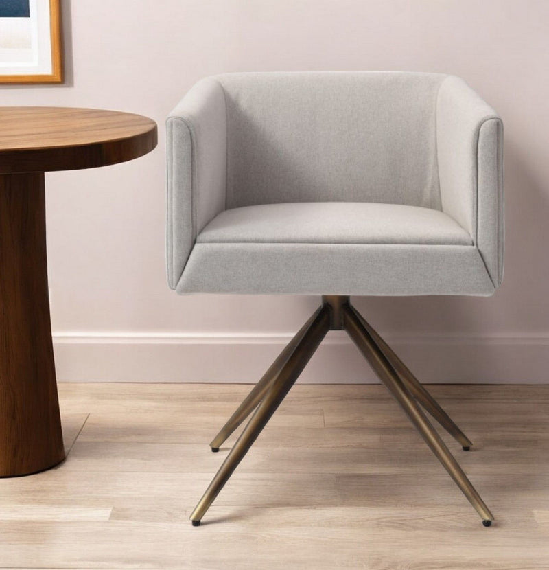 Upholstered Fabric Dining Room Arm Chair - Light Gray